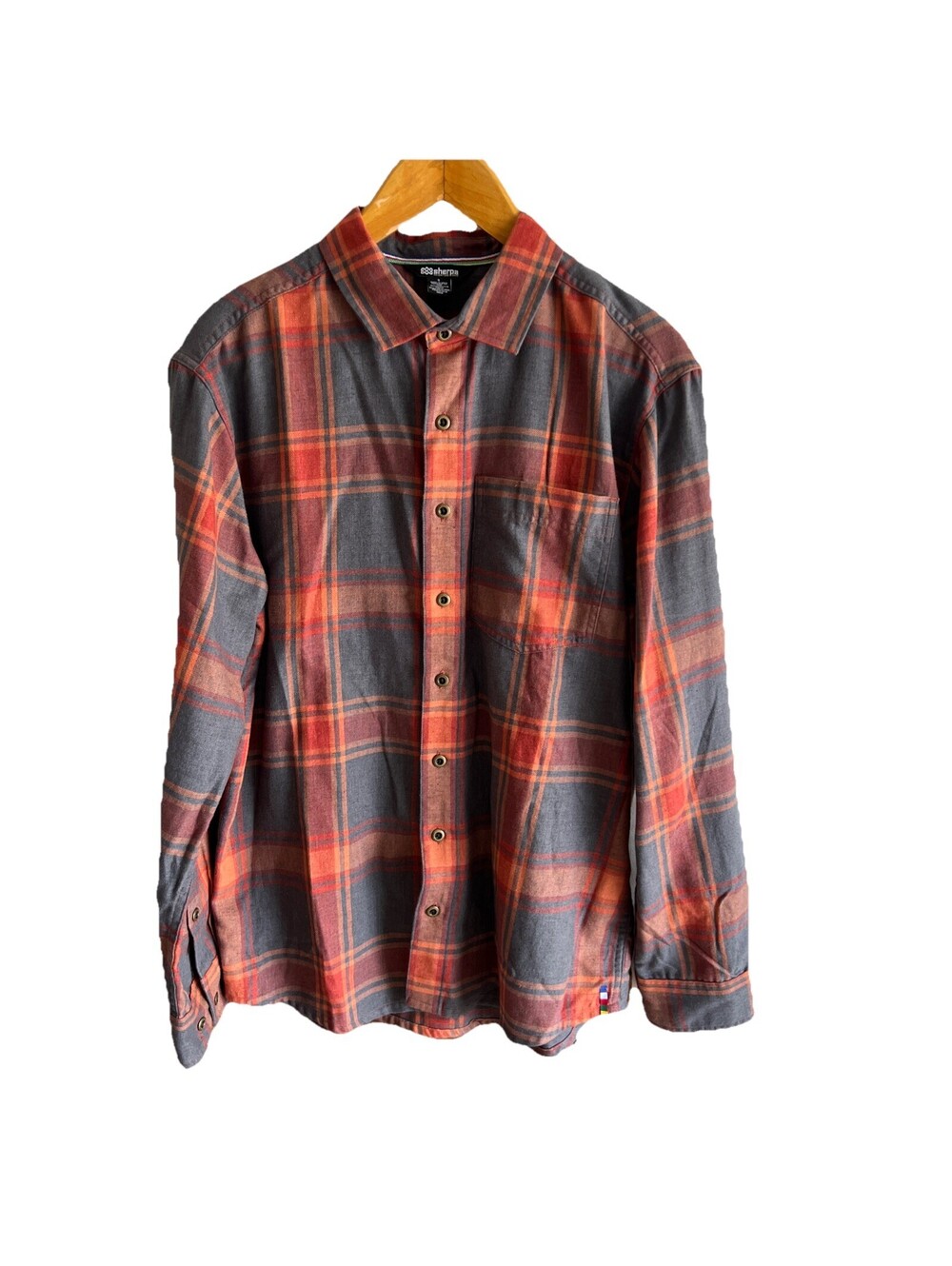 Sherpa Adventure Gear Batsa Shirt Men's S Plaid Flannel Clay Red Gorpcore